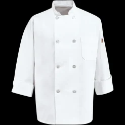 Red Kap Eight Pearl Button Chef Coat with Thermometer Pocket White Online