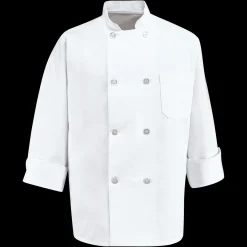 Red Kap Eight Pearl Button Chef Coat White New