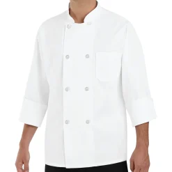 Red Kap Eight Pearl Button Chef Coat White New