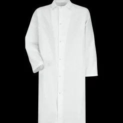 Red Kap Gripper-Front Butcher Frock without Pockets White New