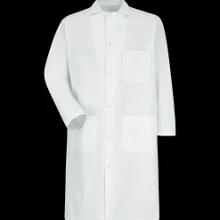 Red Kap Gripper-Front Butcher Frock with Exterior Pocket White Discount