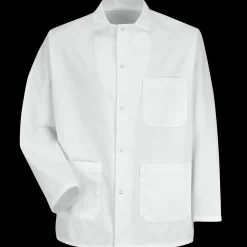 Red Kap Gripper-Front Short Butcher Coat White Outlet
