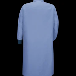 Red Kap Gripper-Front Spun Polyester Pocketless Butcher Coat with Knit Cuffs Light Blue Fashion