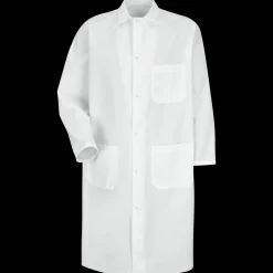 Red Kap Gripper-Front Spun Polyester Butcher Coat with Exterior Pocket White Hot