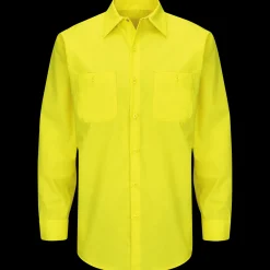 Red Kap Long Sleeve Enhanced Visibility Ripstop Work Shirt Fluorescent Yellow Discount