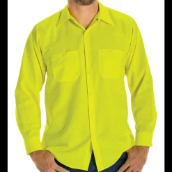 Red Kap Long Sleeve Enhanced Visibility Ripstop Work Shirt Fluorescent Yellow Discount