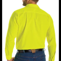Red Kap Long Sleeve Enhanced Visibility Ripstop Work Shirt Fluorescent Yellow Discount