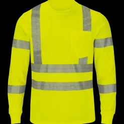 Red Kap Long Sleeve Hi-Visibility T-Shirt, Type R Class 3 Fluorescent Yellow Hot