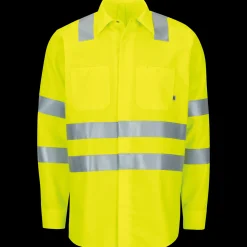 Red Kap Long Sleeve Hi-Visibility Ripstop Work Shirt with MIMIX® + OilBlok, Type R Class 3 Fluorescent Yellow Online