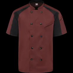 Red Kap Men's Airflow Raglan Chef Coat with OilBlok Merlot Heather with Black Mesh Best