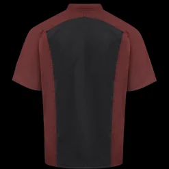 Red Kap Men's Airflow Raglan Chef Coat with OilBlok Merlot Heather with Black Mesh Best