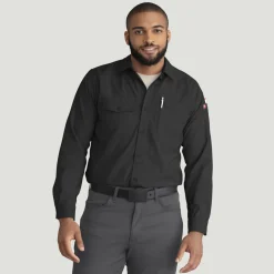 Red Kap Men's Cooling Long Sleeve Work Shirt Black Sale