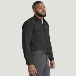 Red Kap Men's Cooling Long Sleeve Work Shirt Black Sale