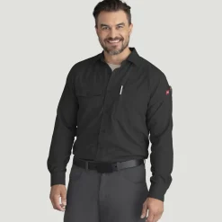Red Kap Men's Cooling Long Sleeve Work Shirt Black Sale