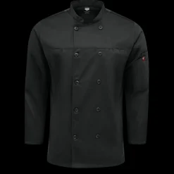 Red Kap Men's Deluxe Airflow Chef Coat Black Sale