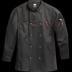 Red Kap Men's Deluxe Airflow Chef Coat Black Sale