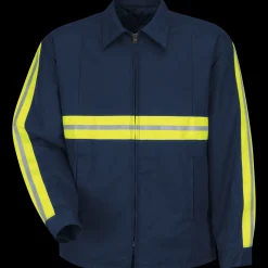 Red Kap Men's Enhanced Visibility Perma-Lined Panel Jacket Navy Online