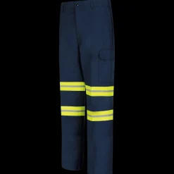 Red Kap Men's Enhanced Visibility Industrial Cargo Pant Navy w/ Yellow Visibility Trim New