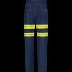 Red Kap Men's Enhanced Visibility Relaxed Fit Jean Denim w/ Yellow Visibility Trim Discount