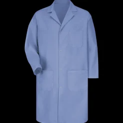 Red Kap Men's Gripper-Front Lab Coat Light Blue Hot