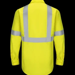 Red Kap Men's Hi-Visibility Long Sleeve Ripstop Work Shirt - Type R, Class 2 Fluorescent Yellow Sale