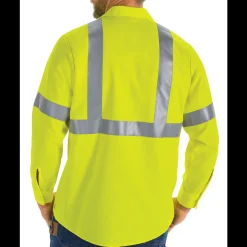 Red Kap Men's Hi-Visibility Long Sleeve Ripstop Work Shirt - Type R, Class 2 Fluorescent Yellow Sale