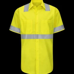 Red Kap Men's Hi-Visibility Short Sleeve Ripstop Work Shirt - Type R, Class 2 Fluorescent Yellow Online