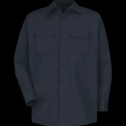 Red Kap Men's Long Sleeve Deluxe Heavyweight Cotton Shirt Dark Navy Fashion