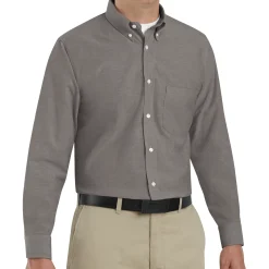 Red Kap Men's Long Sleeve Executive Oxford Dress Shirt Grey Hot