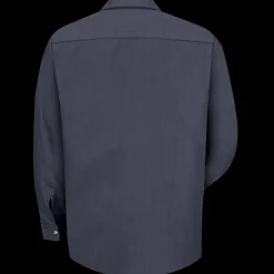 Red Kap Men's Long Sleeve Geometric Microcheck Work Shirt Blue / Charcoal Microcheck Discount