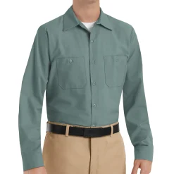 Red Kap Men's Long Sleeve Industrial Work Shirt Light Green Best