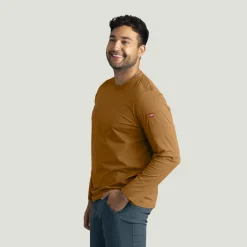 Red Kap Men's Long Sleeve Midweight Slim Fit Performance Tee Heathered Caramel Cafe Outlet