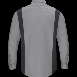 Red Kap Men's Long Sleeve Performance Plus Shop Shirt with OilBlok Technology Light Grey / Charcoal Mesh Best