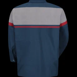 Red Kap Men's Long Sleeve Performance Tech Shirt Navy / Red / Light Grey Hot