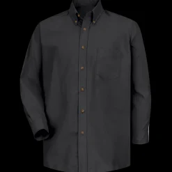 Red Kap Men's Long Sleeve Poplin Dress Shirt Black Hot