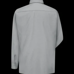 Red Kap Men's Long Sleeve Solid Rip Stop Shirt Grey Fashion
