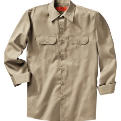 Red Kap Men's Long Sleeve Utility Uniform Shirt Khaki New
