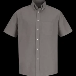 Red Kap Men's Short Sleeve Executive Oxford Dress Shirt Grey Sale