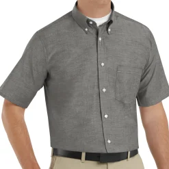Red Kap Men's Short Sleeve Executive Oxford Dress Shirt Grey Sale