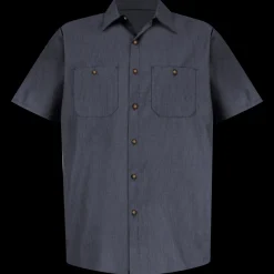 Red Kap Men's Short Sleeve Geometric Microcheck Work Shirt Blue / Charcoal Microcheck Online