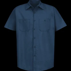 Red Kap Men's Short Sleeve Industrial Work Shirt Navy Discount