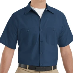 Red Kap Men's Short Sleeve Industrial Work Shirt Navy Discount