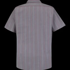 Red Kap Men's Short Sleeve Industrial Stripe Work Shirt Charcoal / Red / White Stripe Online
