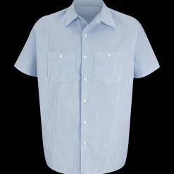 Red Kap Men's Short Sleeve Industrial Stripe Work Shirt Blue / White Stripe Clearance