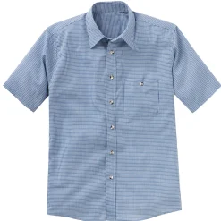 Red Kap Men's Short Sleeve Mini-Plaid Uniform Shirt White / Blue Mini Plaid Online