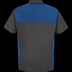 Red Kap Men's Short Sleeve Motorsports Shirt Charcoal / Royal Blue New