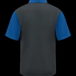 Red Kap Men's Short Sleeve Performance Knit® Color-Block Polo Charcoal / Royal Blue Fashion