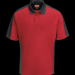 Red Kap Men's Short Sleeve Performance Knit® Two-Tone Polo Red / Charcoal Best