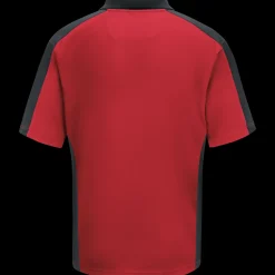 Red Kap Men's Short Sleeve Performance Knit® Two-Tone Polo Red / Charcoal Best