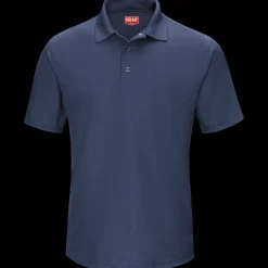 Red Kap Men's Short Sleeve Performance Knit® Gripper-Front Polo Navy Sale